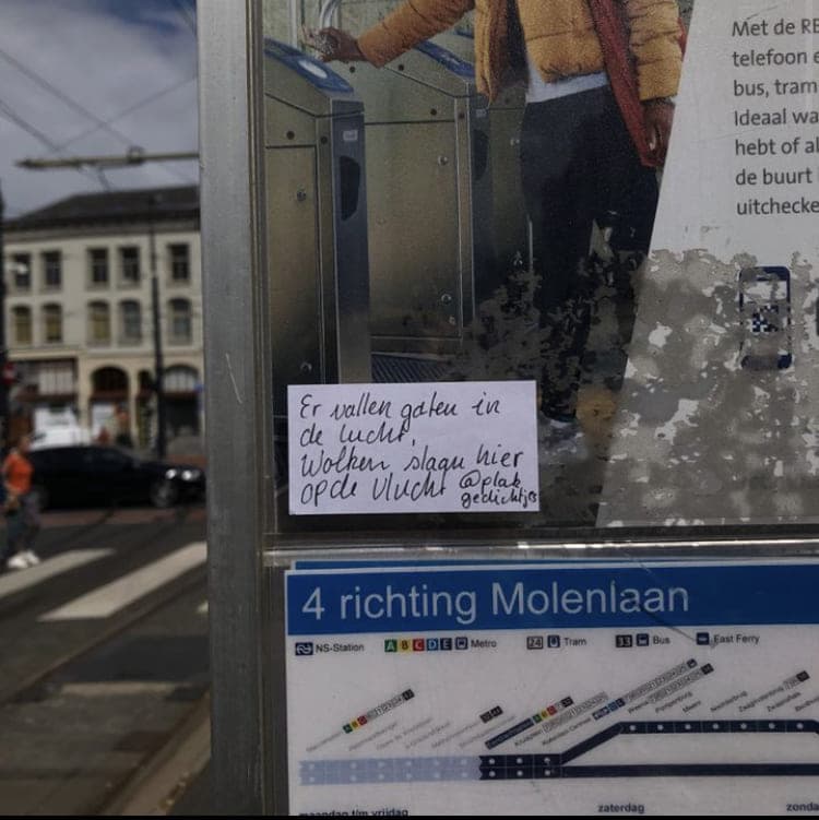 poem on busstop sign