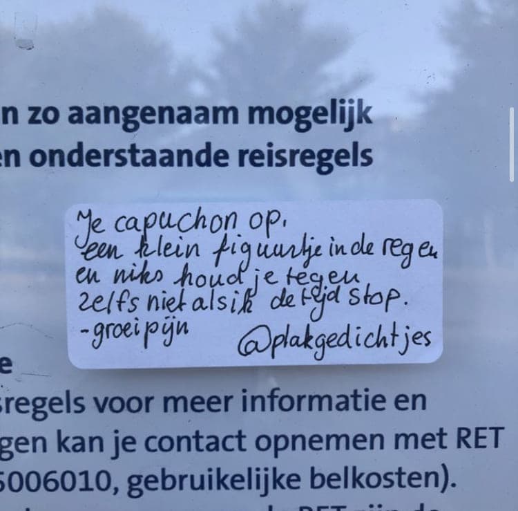 poem on busstop sign