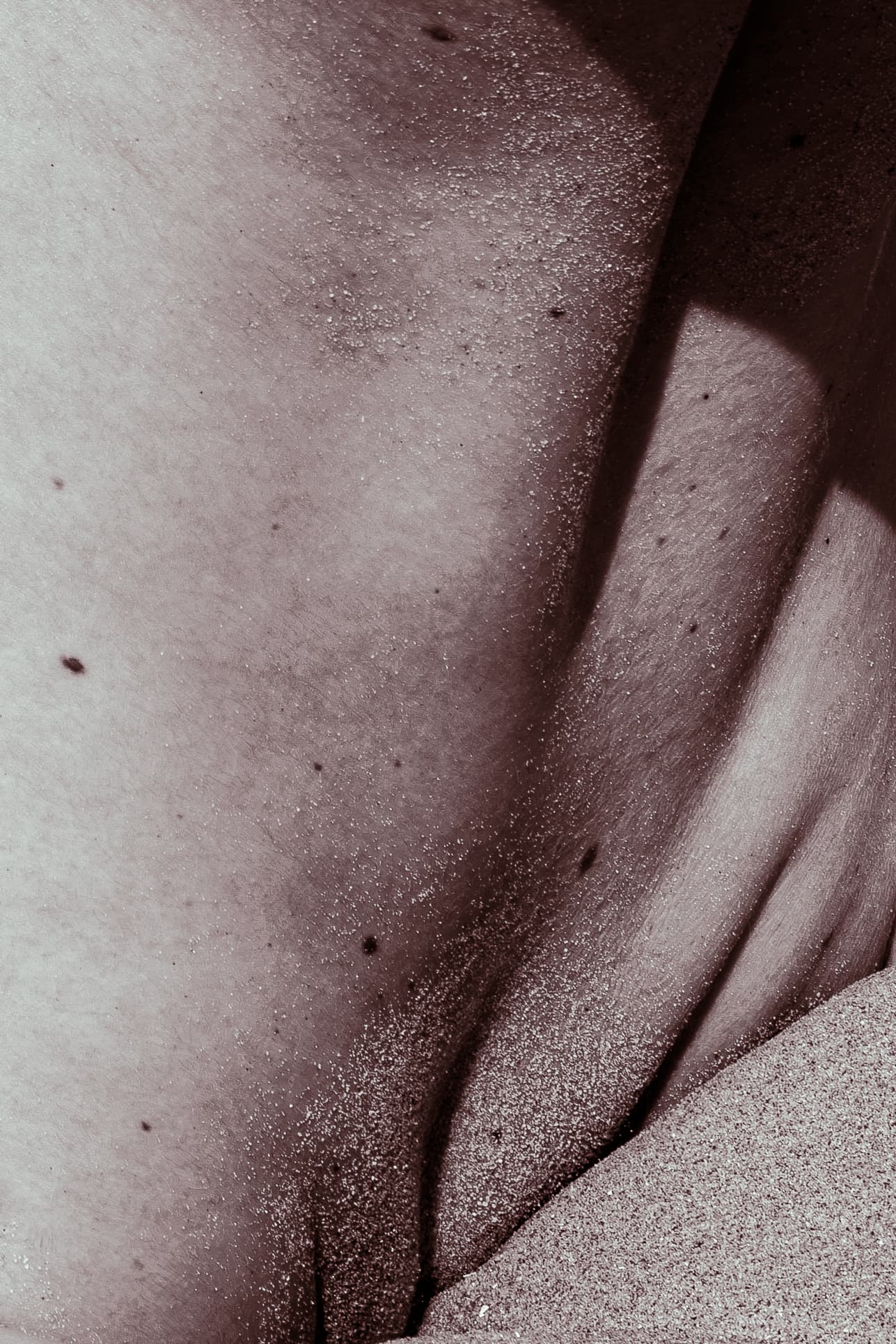 detail of naked back in black and white